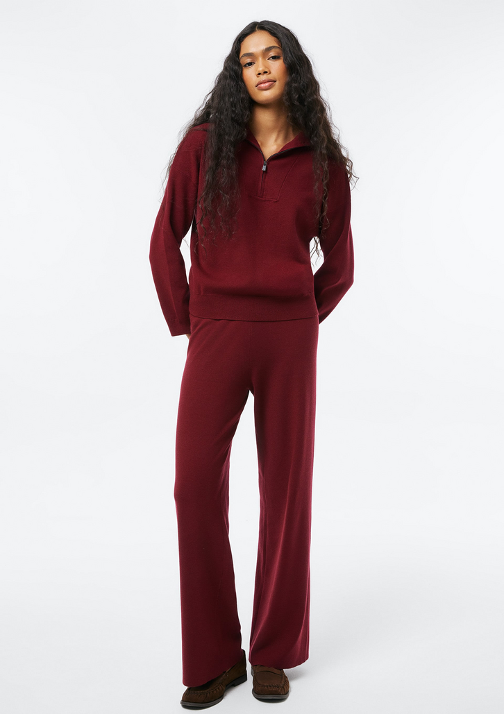 Blusão Vinho Hering  Feminino Oversized Em Tricô