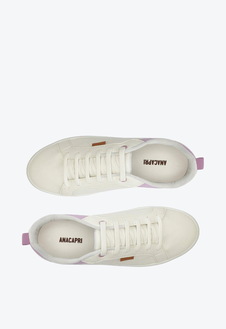 Tênis Casual Branco Anacapri Detalhe Lilás