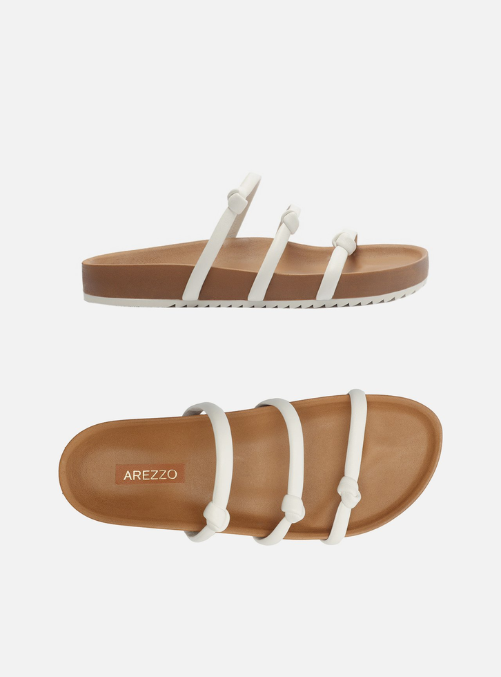 Sandália Papete Flatform Branca Arezzo Tiras Nó