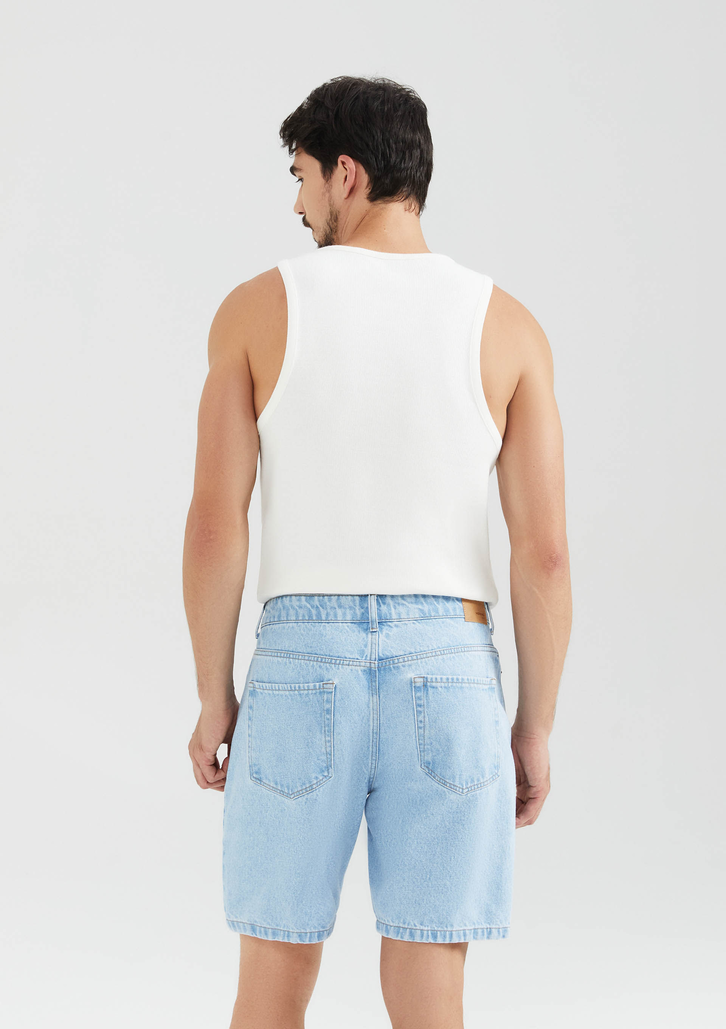 Bermuda Jeans Azul Claro Hering Reta Masculina