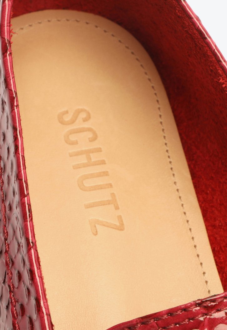Sapato Mocassim Vermelho Schutz Cicy Couro Croco