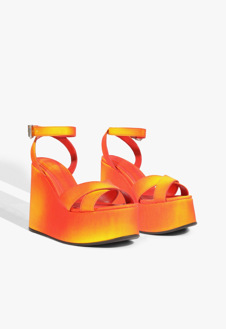 Sandália Hilda Wedge Couro Laranja
