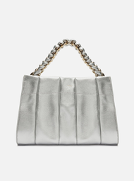 Bolsa Tote Prata Arezzo Couro Milano Chain Média