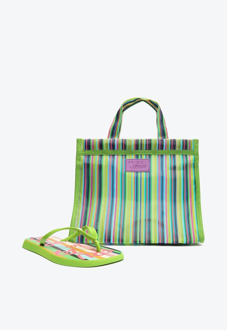 Kit Chinelo De Dedo Verde Listras E Bag Fruttare Arezzo
