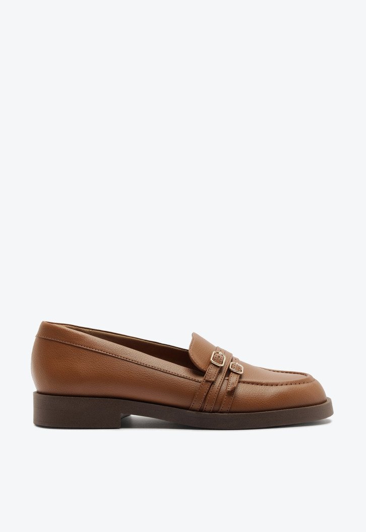 Mocassim Com Detalhes De Fivela Na Pala Marrom