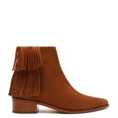 Bota Marrom Nobuck Cano Curto Franjas