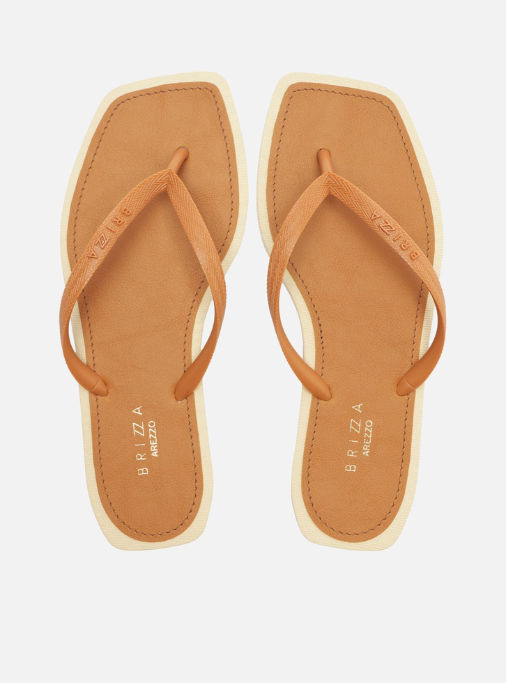 Chinelo de Dedo Laranja Square Bicolor Brizza