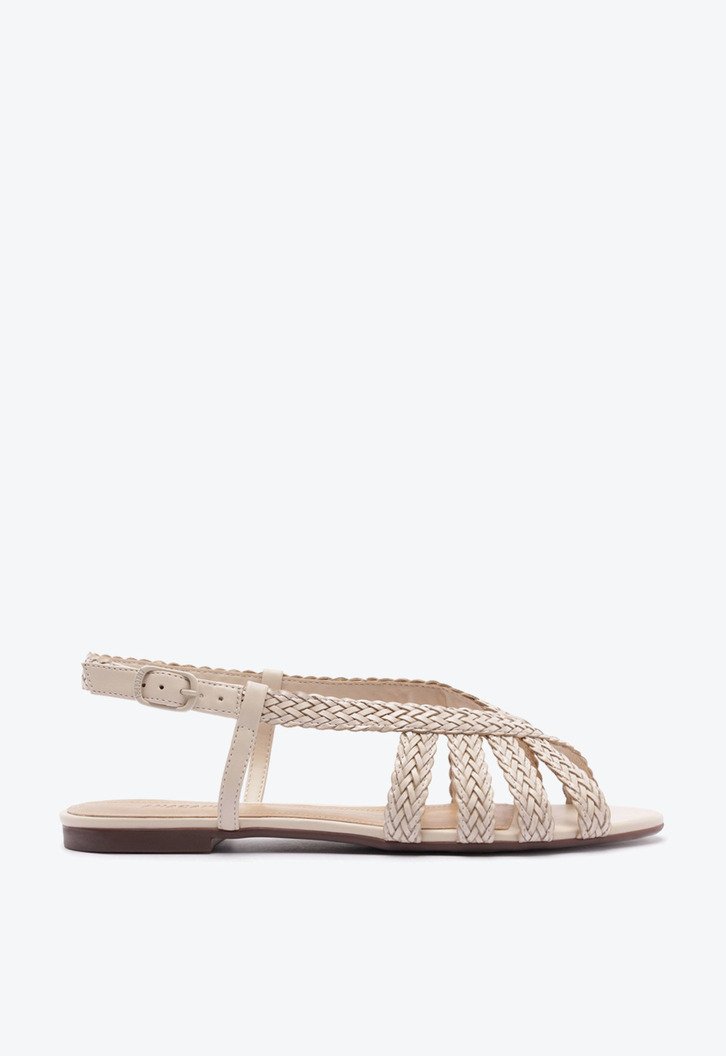Sandália Rasteira Tiras Trançadas Branca