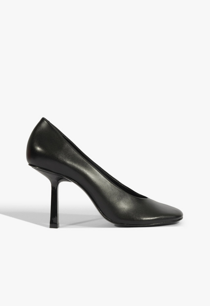 Scarpin Couro Salto Fino Alto Preto