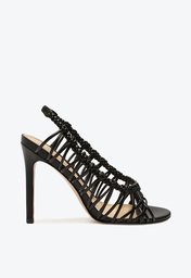 Sandália Preta Schutz Salto Alto Slingback Trama