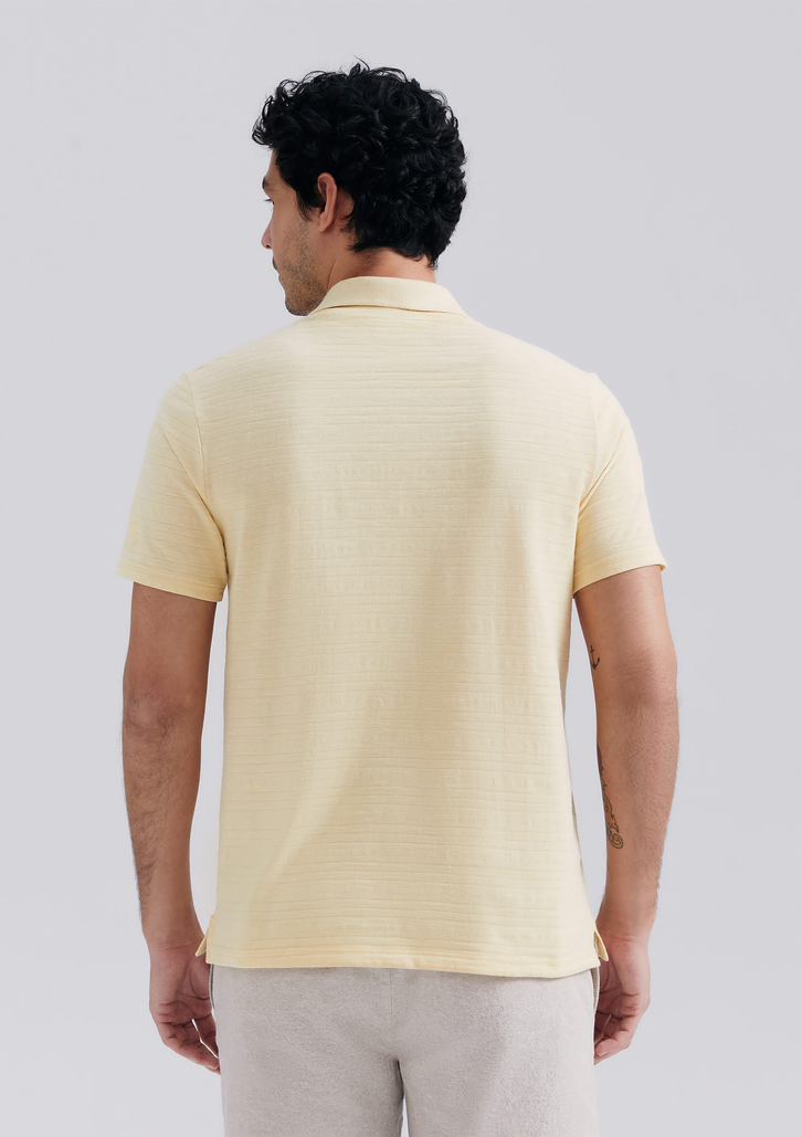 Camisa Polo Masculina Amarela Hering Manga Curta Texturizada