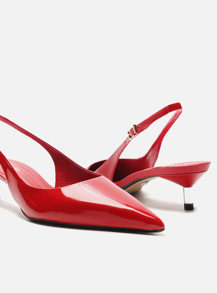 Scarpin Vermelho Arezzo Verniz Salto Kitten Slingback