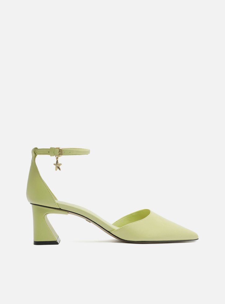 SCARPIN VERDE AREZZO COURO BLOCO ABERTO