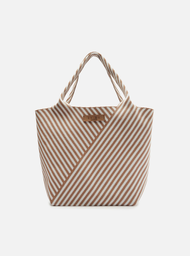 Bolsa Média Crochê Marrom Listras