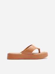 Sandália Marrom Flatform Bicolor Tira