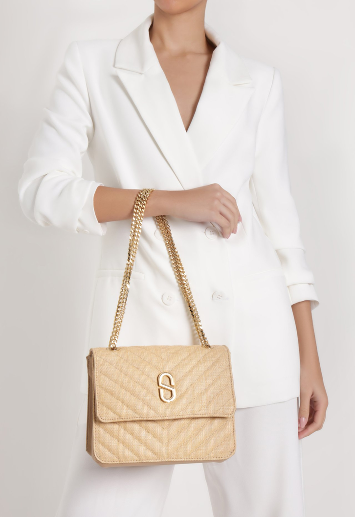 Bolsa Tiracolo Natural Schutz Média Frenzy Ráfia | ZZ MALL