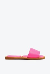 Rasteira Rosa Neon Anacapri Bico Quadrado Tira Única