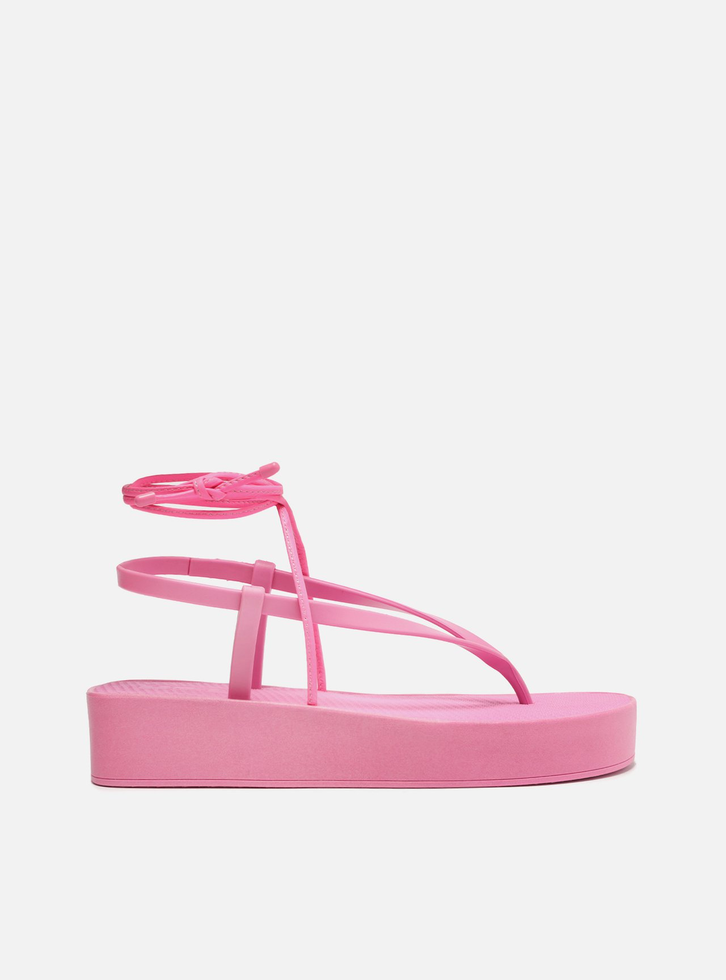 Sandália Rosa Flatform Amarração Brizza