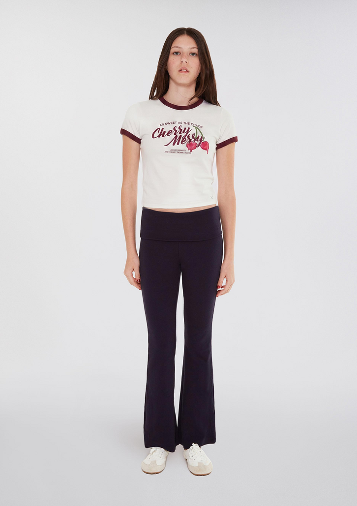 Camiseta Vinho Hering Teen Com Estampa E Friso Contrastante