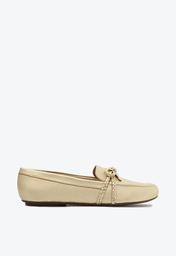 Mocassim Dourado Anacapri Laço Trança