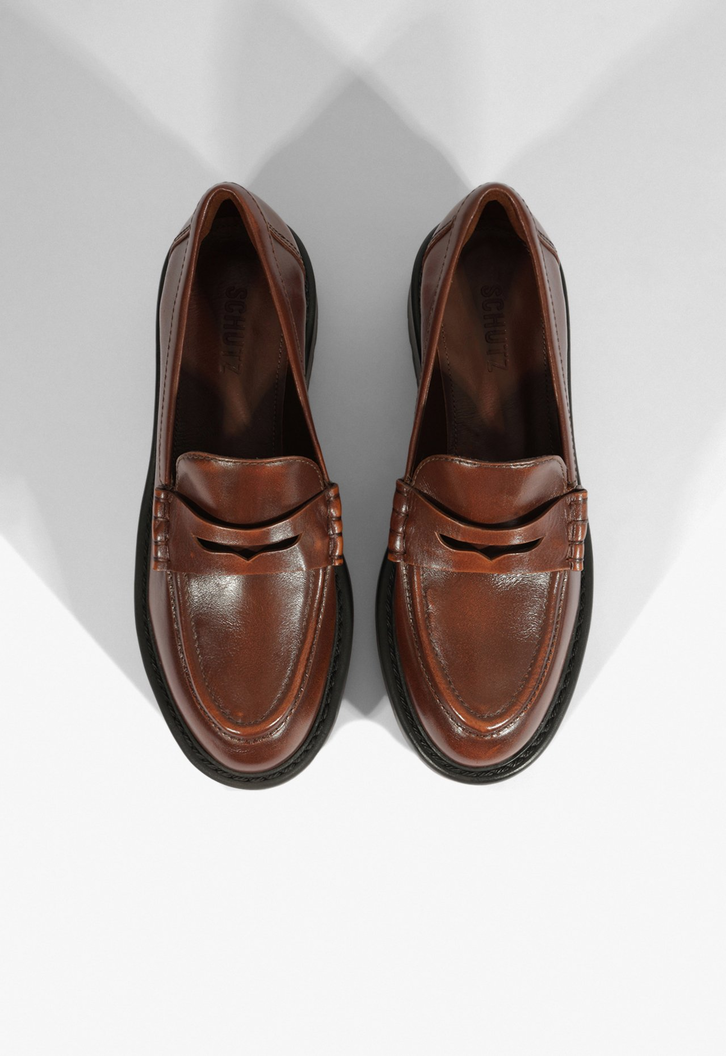 Mocassim Couro Solado Robusto Marrom