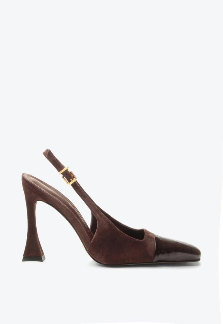 Slingback Esther Marrom Camurça