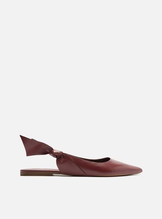 Sapatilha Vinho Arezzo Couro Slingback Nó