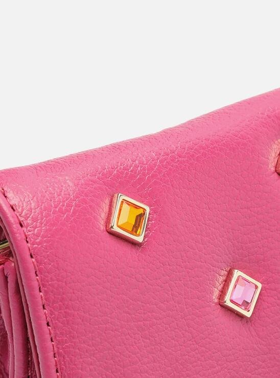 Mini Bag Tiracolo Rosa Arezzo Couro Mizz Stones ZZ MALL