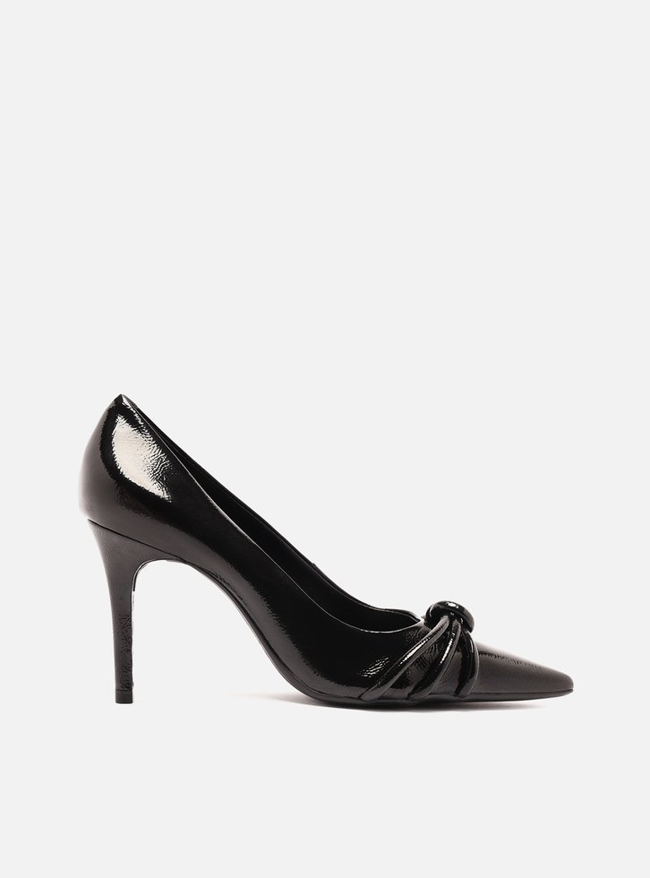 SCARPIN PRETO AREZZO VERNIZ SALTO FINO TIRAS