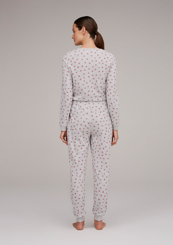 Pijama Cinza Hering Longo Estampado Em Malha Flamê