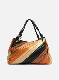 Bolsa Shopping Marrom Arezzo Mix Couro Grande Costuras