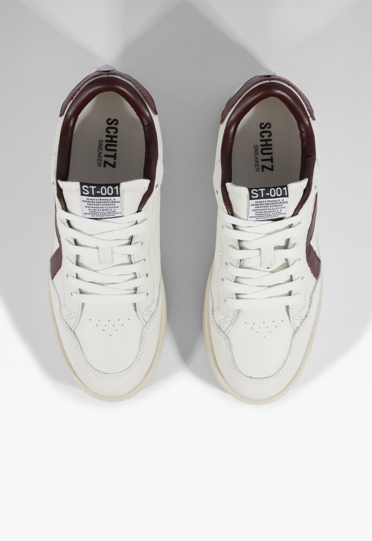 Tênis ST Flatform Couro Branco e Marrom