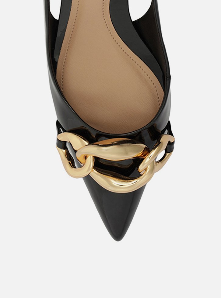 Scarpin Preto Salto Kitten Slingback Elos