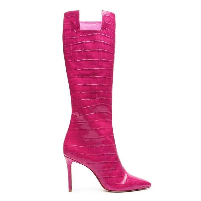 Schutz x Ginger Bota Maryana Croco Pink | ZZ MALL