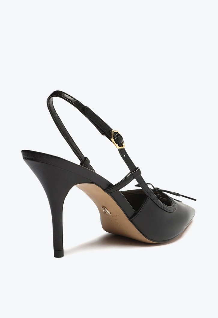 Scarpin Preto Arezzo Couro Bico Fino Slingback Gisele