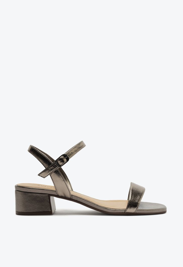 Sandália Salto Bloco Anya Prata