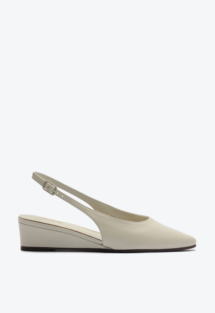 Scarpin Slingback Anabela Bico Fico Branco