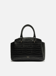 Bolsa Tote Preta Croco Média Textura