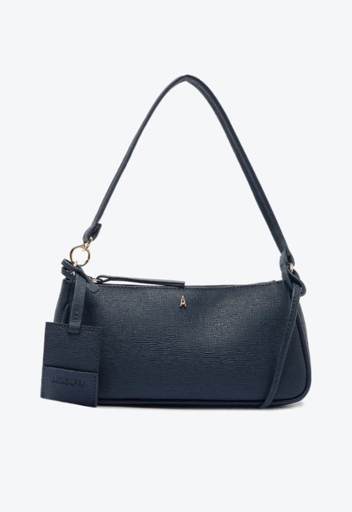 Bolsa Tiracolo Pequena Baguete Metal Azul