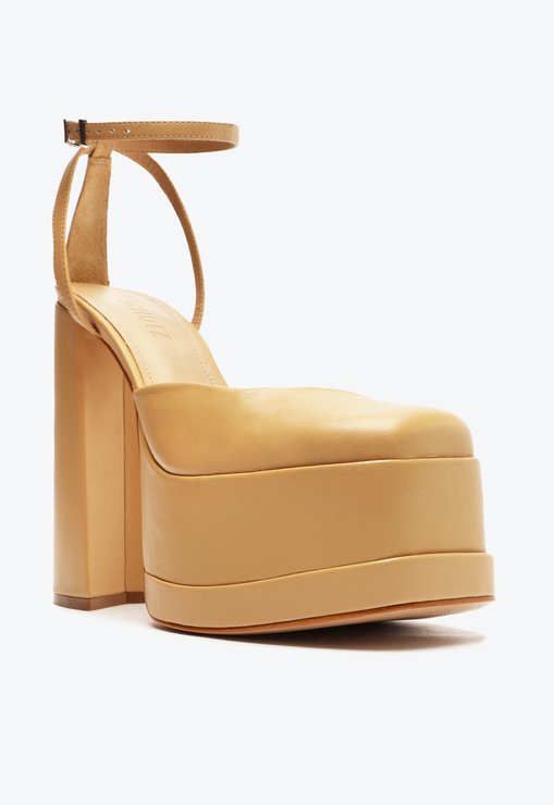 Sapato Scarpin Meia Pata Luan Couro Bege
