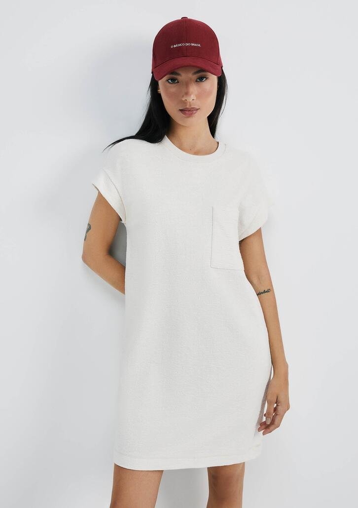 Vestido Branco Hering Básico Curto Com Bolso