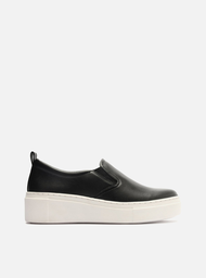 Slip On Flatform Preto Arezzo Couro Básico