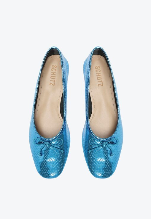 SAPATILHA AZUL SCHUTZ BALLERINA COURO