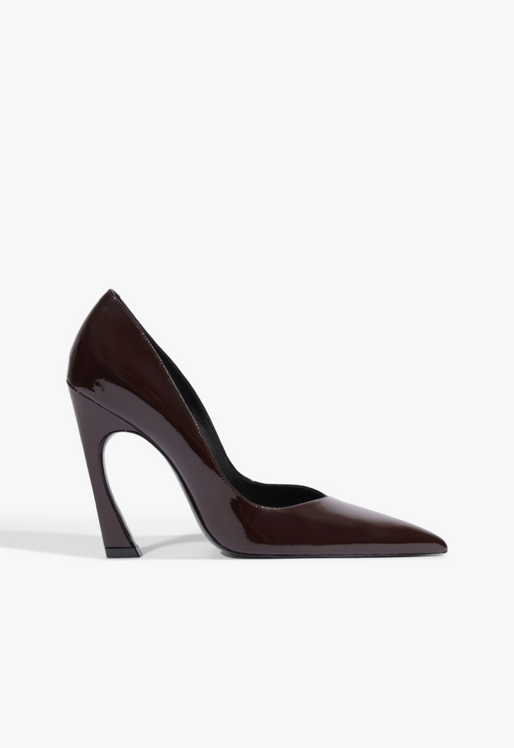Scarpin Schutz Lexi Couro Verniz Marrom