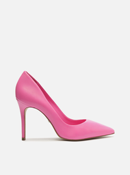Scarpin Rosa Arezzo Couro Salto Alto Bico Fino