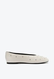 Sapatilha Branca Anacapri Bico Quadrado Tachas
