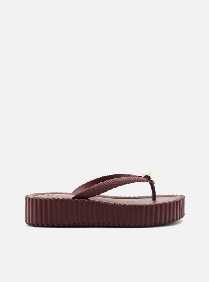 Sandália Flatform Bordô Metal Brizza