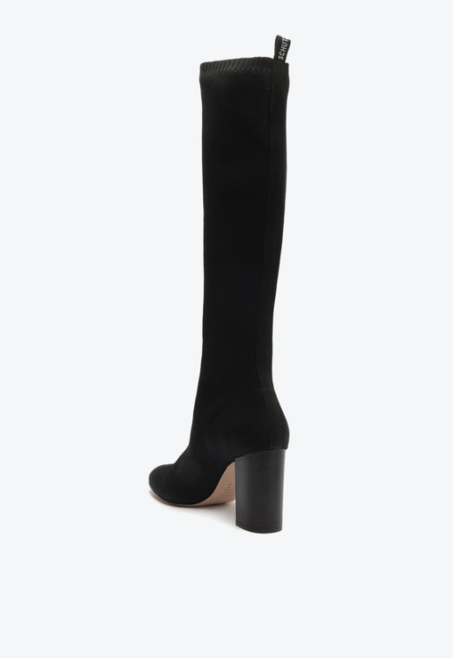 Bota Cano Alto Knit Preta