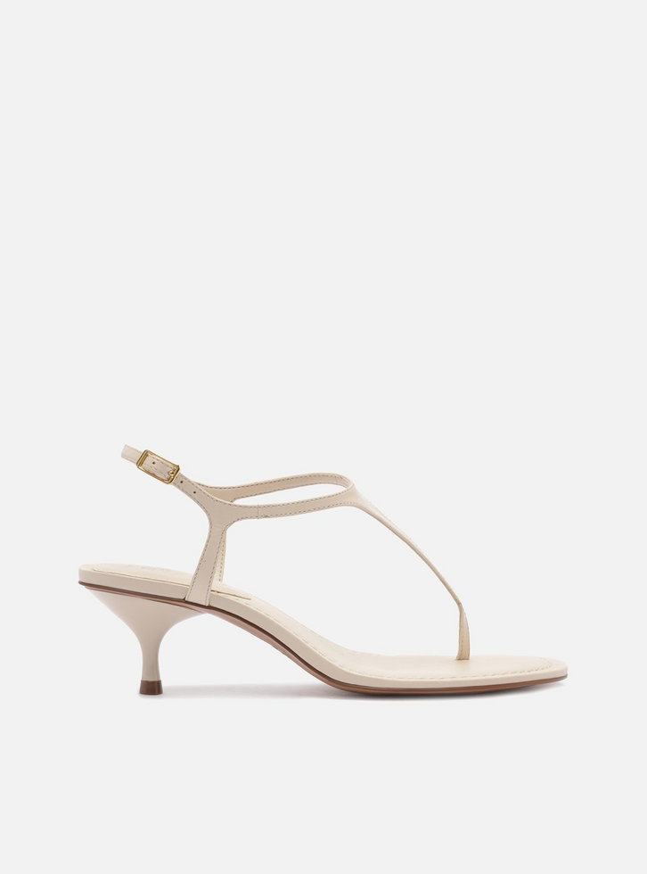 ひよこ Sandália Off White Salto Kitten Tira Thong | ZZ MALL