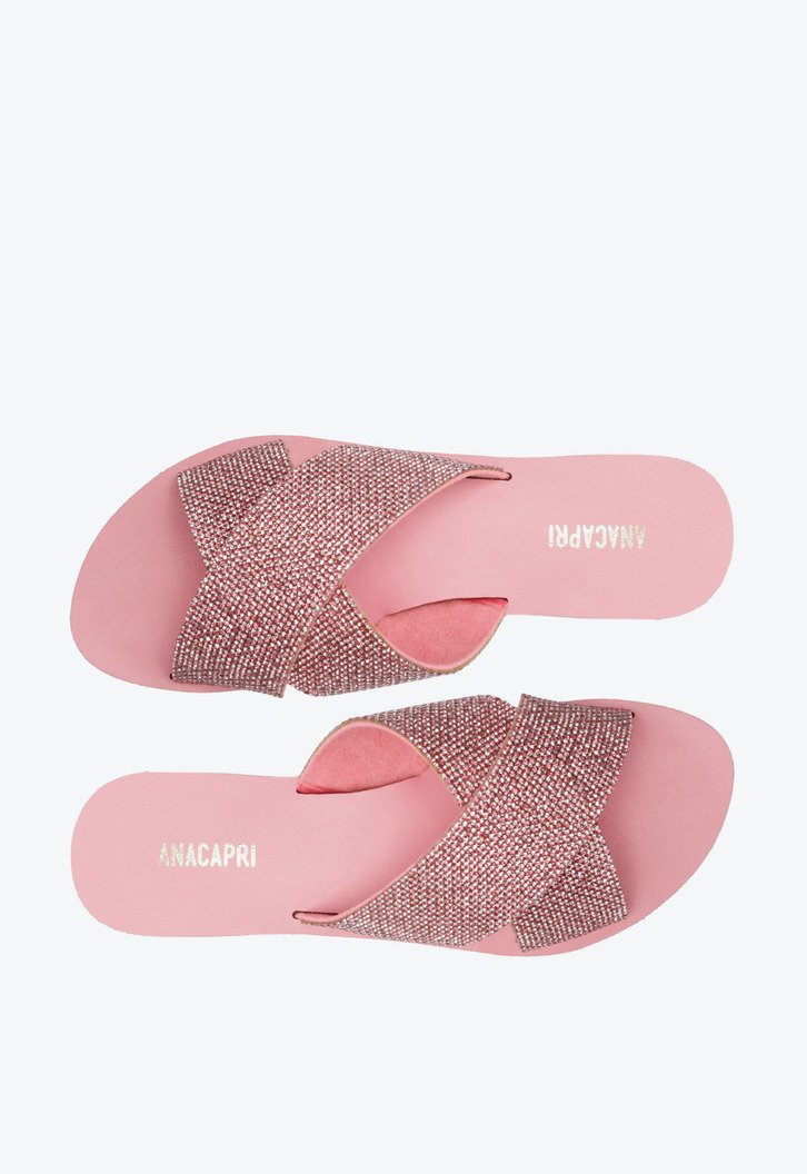 Rasteira Tiras Cruzadas Glam Rosa